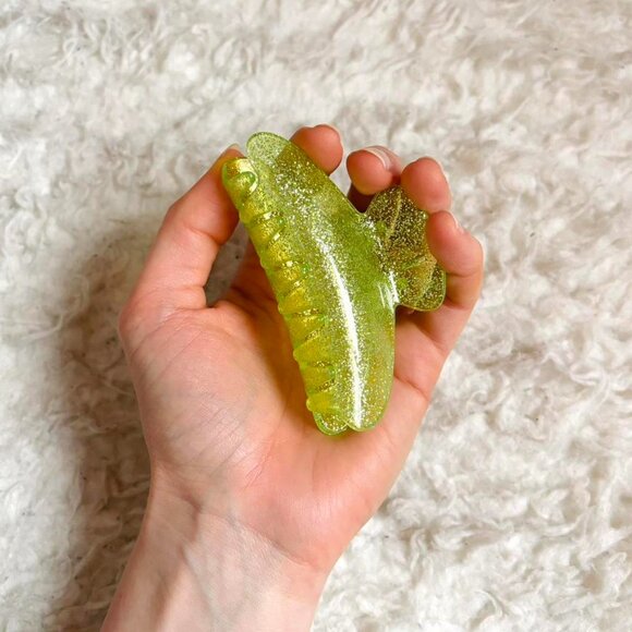 h&m bright green sparkly hair claw clip - Picture 1 of 3